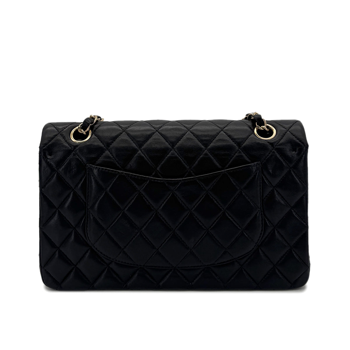 CHANEL VINTAGE CLASSIC FLAP MEDIUM CHAIN SHOULDER BAG BLACK LAMB SKIN 90291879