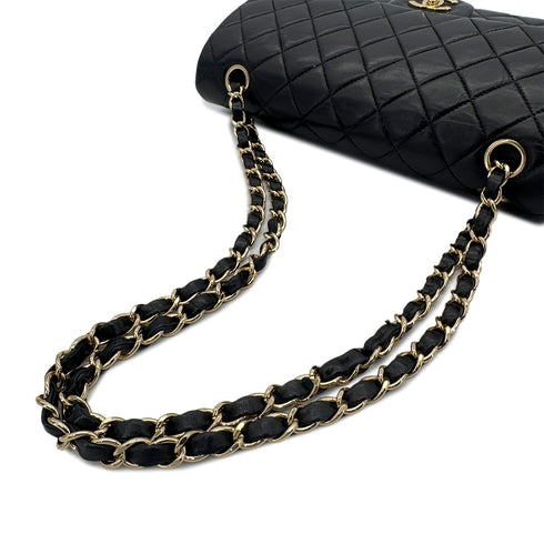 CHANEL VINTAGE CLASSIC FLAP MEDIUM CHAIN SHOULDER BAG BLACK LAMB SKIN 90291879 - PURPOSE