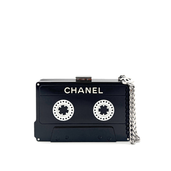CHANEL CASSETTE TAPE MOTIF CLUTCH BAG BLACK PLASTIC 04P 90291880 - PURPOSE