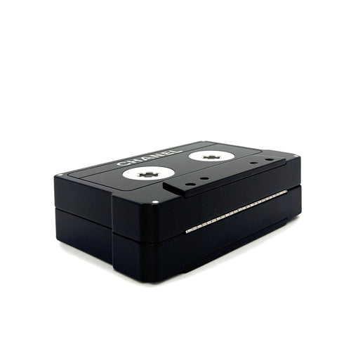 CHANEL CASSETTE TAPE MOTIF CLUTCH BAG BLACK PLASTIC 04P 90291880