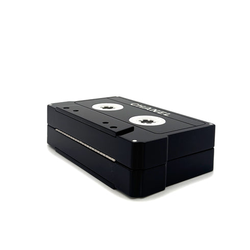 CHANEL CASSETTE TAPE MOTIF CLUTCH BAG BLACK PLASTIC 04P 90291880