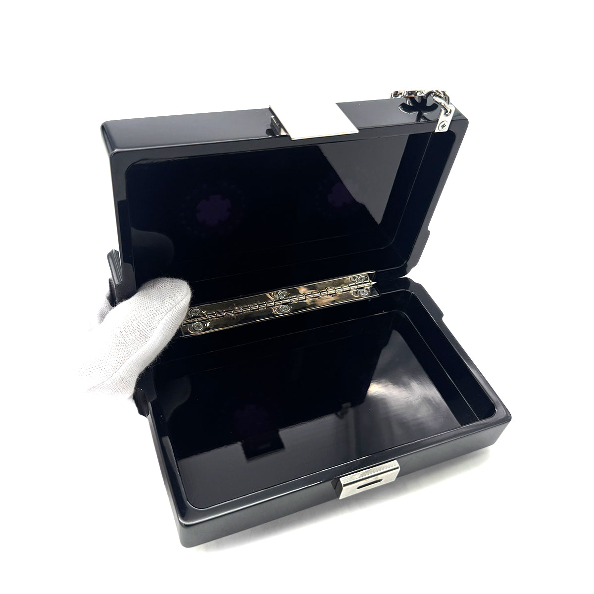 CHANEL CASSETTE TAPE MOTIF CLUTCH BAG BLACK PLASTIC 04P 90291880
