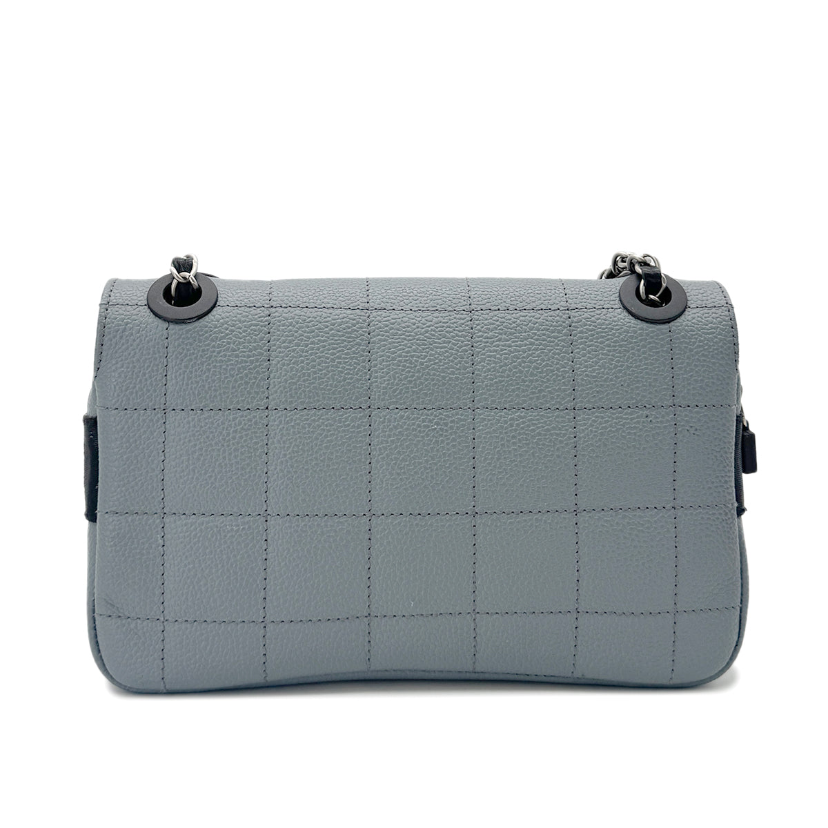 CHANEL VINTAGE CHOCOLATE BAR SPORTS LINE CHAIN SHOULDER BAG GRAY CAVIAR SKIN 90291881