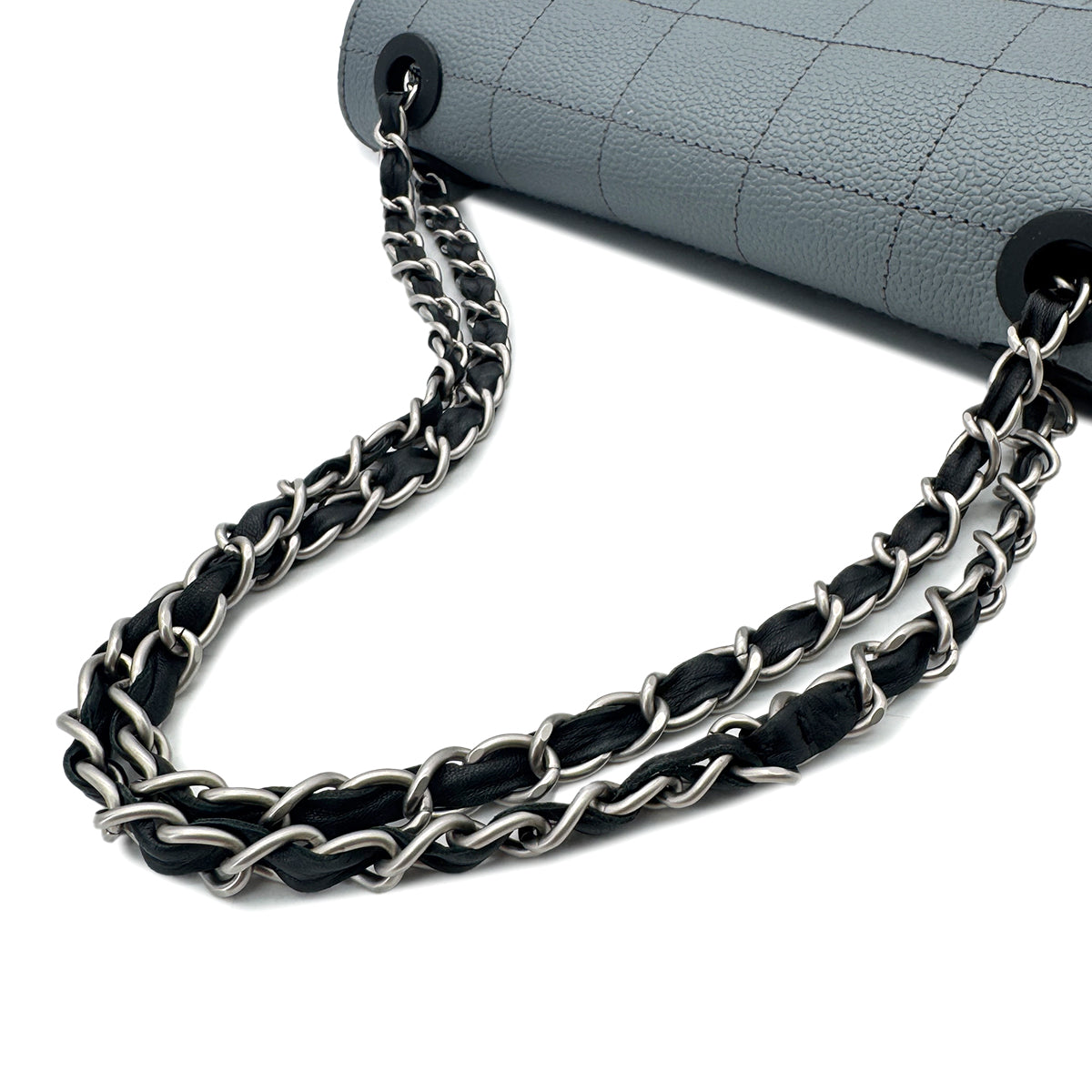 CHANEL VINTAGE CHOCOLATE BAR SPORTS LINE CHAIN SHOULDER BAG GRAY CAVIAR SKIN 90291881