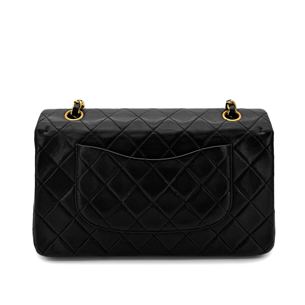 CHANEL VINTAGE CLASSIC FLAP MEDIUM CHAIN SHOULDER BAG BLACK LAMB SKIN 90291882