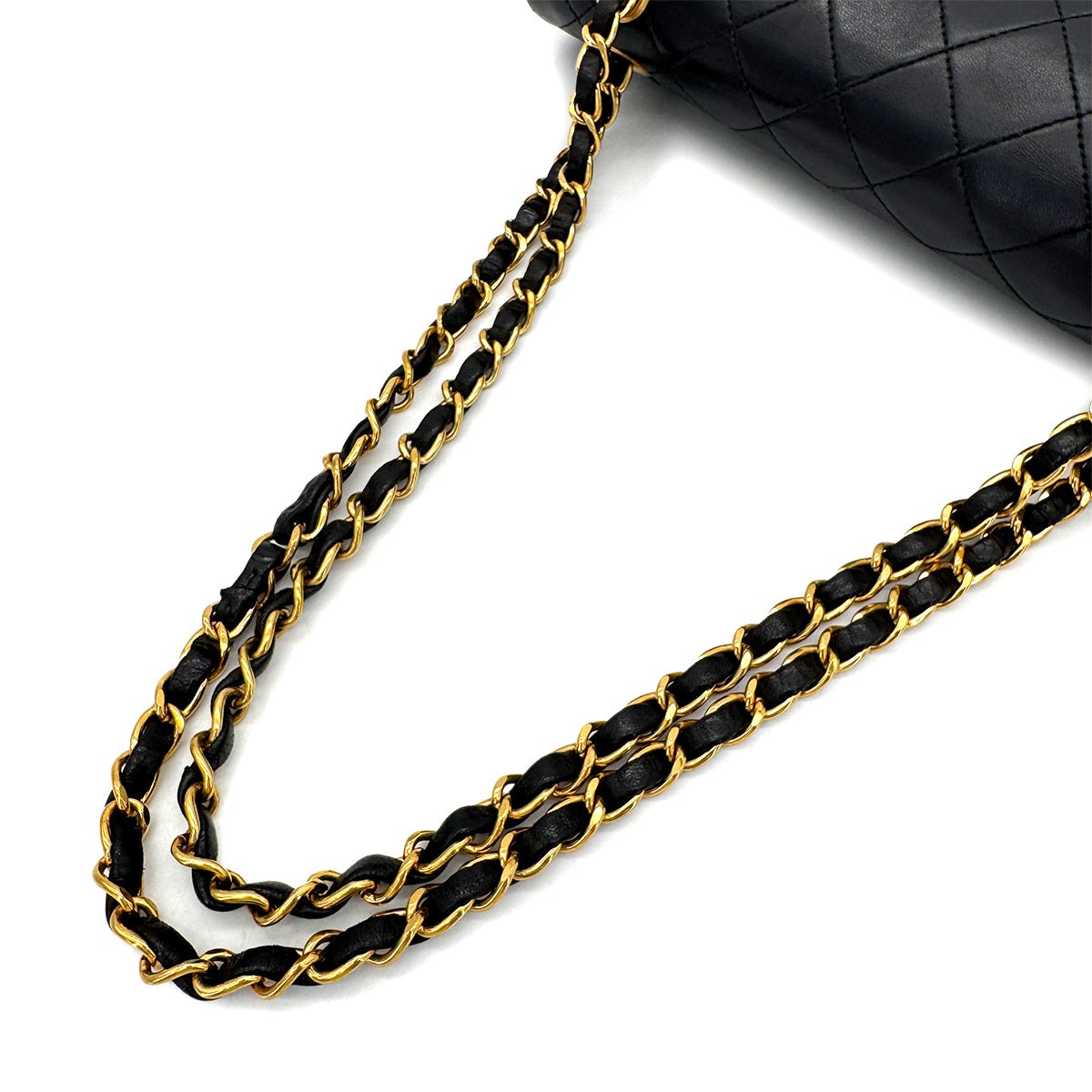 CHANEL VINTAGE CLASSIC FLAP MEDIUM CHAIN SHOULDER BAG BLACK LAMB SKIN 90291882