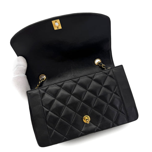 CHANEL VINTAGE DIANA MEDIUM CHAIN SHOULDER BAG BLACK LAMB SKIN 90291883 - PURPOSE