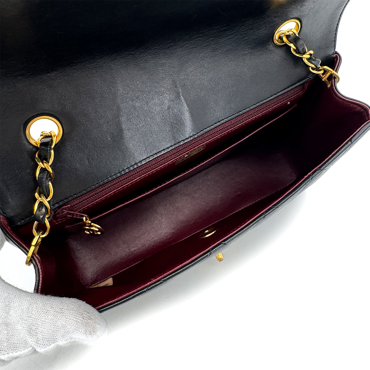 CHANEL VINTAGE DIANA MEDIUM CHAIN SHOULDER BAG BLACK LAMB SKIN 90291883