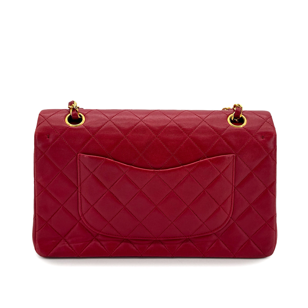 CHANEL VINTAGE CLASSIC FLAP MEDIUM CHAIN SHOULDER BAG RED LAMB SKIN 90291884