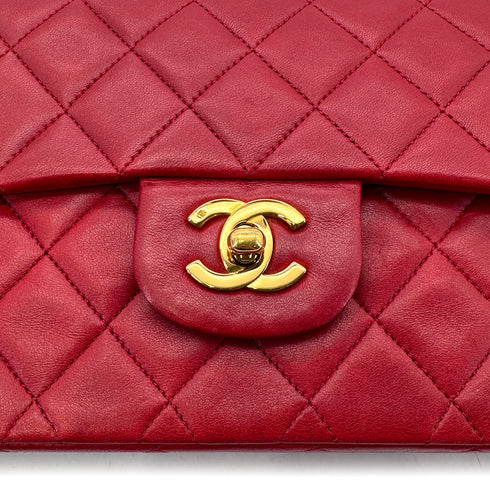 CHANEL VINTAGE CLASSIC FLAP MEDIUM CHAIN SHOULDER BAG RED LAMB SKIN 90291884 - PURPOSE