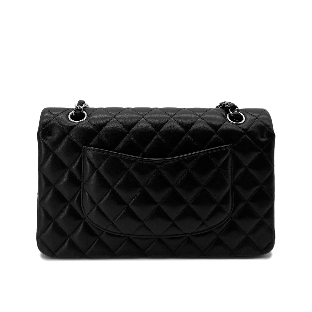CHANEL CLASSIC FLAP MEDIUM CHAIN SHOULDER BAG BLACK LAMB SKIN 90291885