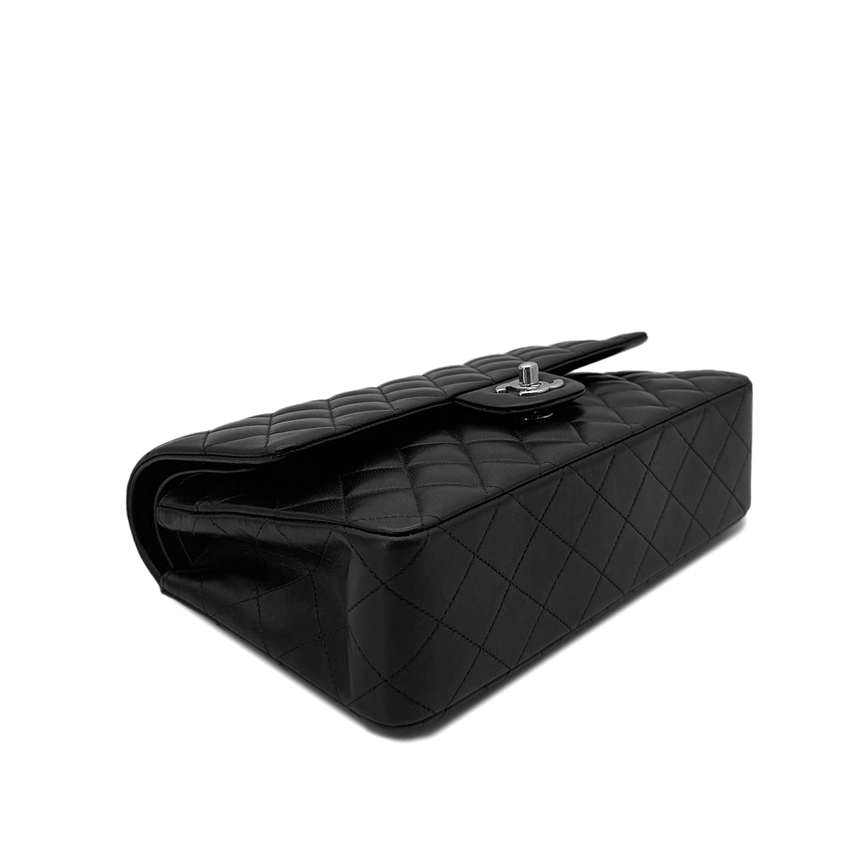 CHANEL CLASSIC FLAP MEDIUM CHAIN SHOULDER BAG BLACK LAMB SKIN 90291885