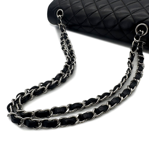 CHANEL CLASSIC FLAP MEDIUM CHAIN SHOULDER BAG BLACK LAMB SKIN 90291885 - PURPOSE