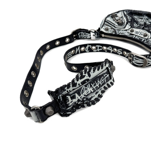 BALENCIAGA LE CAGOLE XS SHOULDER BAG BLACK WHITE LEATHER 90291890