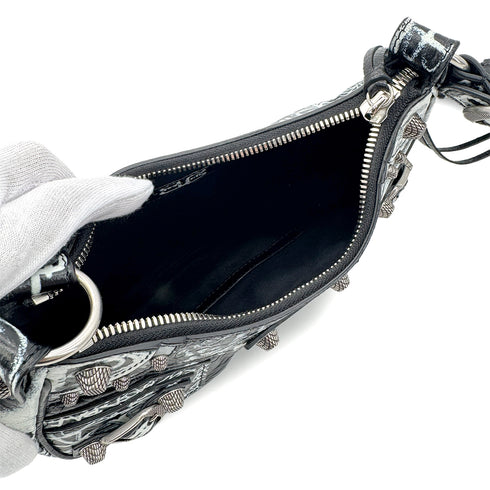 BALENCIAGA LE CAGOLE XS SHOULDER BAG BLACK WHITE LEATHER 90291890