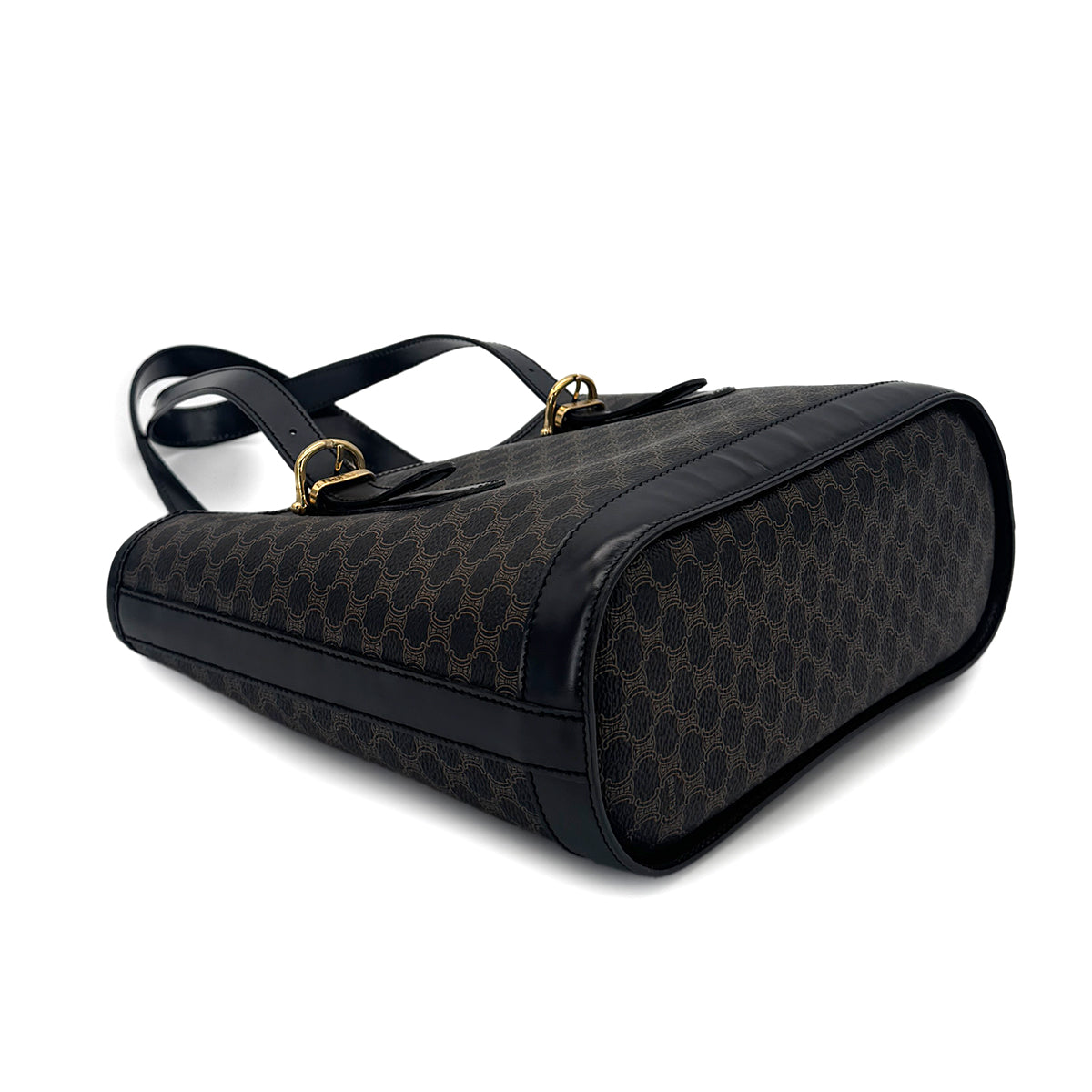 CELINE VINTAGE MACADAM TOTE BAG BLACK LEATHER PVC 90291898