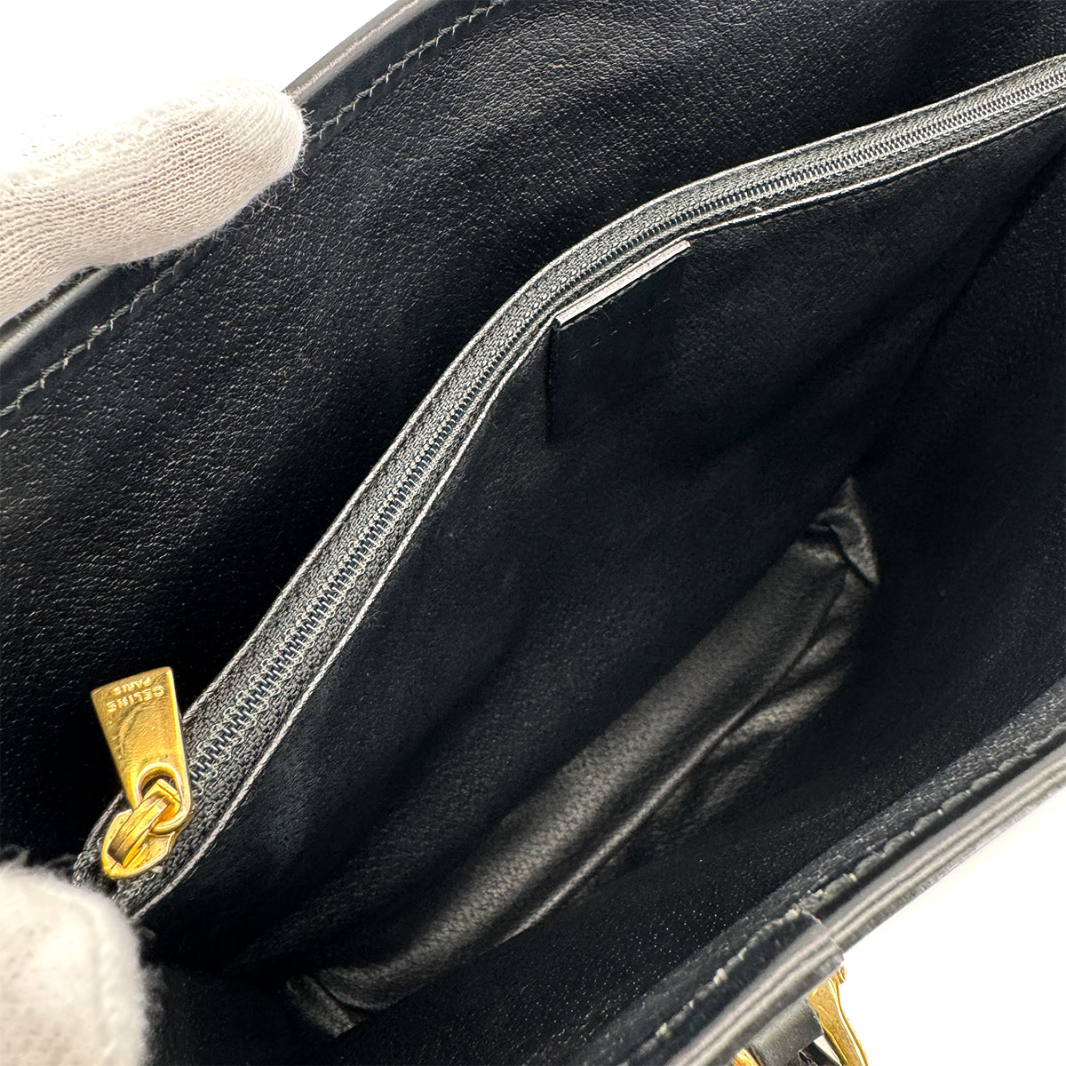 CELINE VINTAGE MACADAM TOTE BAG BLACK LEATHER PVC 90291898