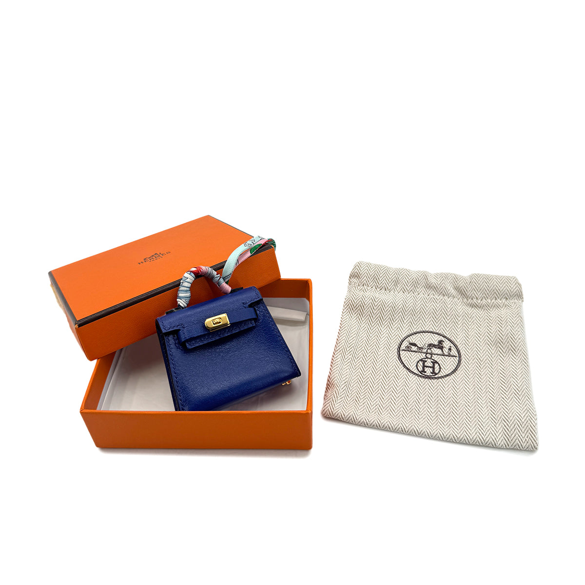 HERMES KELLY TWILLY CHARM BLUE ELECTRIC VEAU TADELAKT SILK Y 90291902