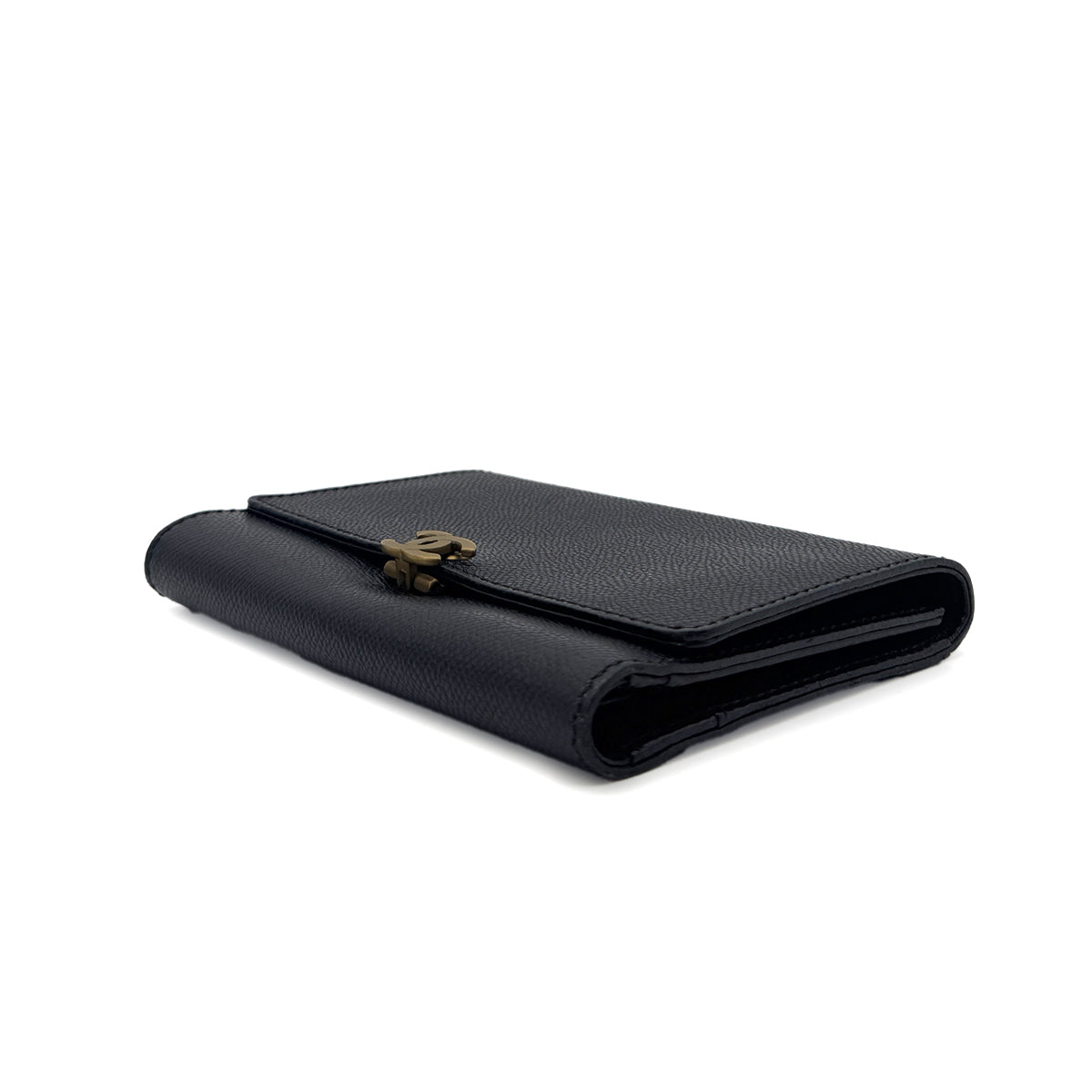 CHANEL VINTAGE COCOMARK TRIFOLD WALLET BLACK CAVIAR SKIN 90291903