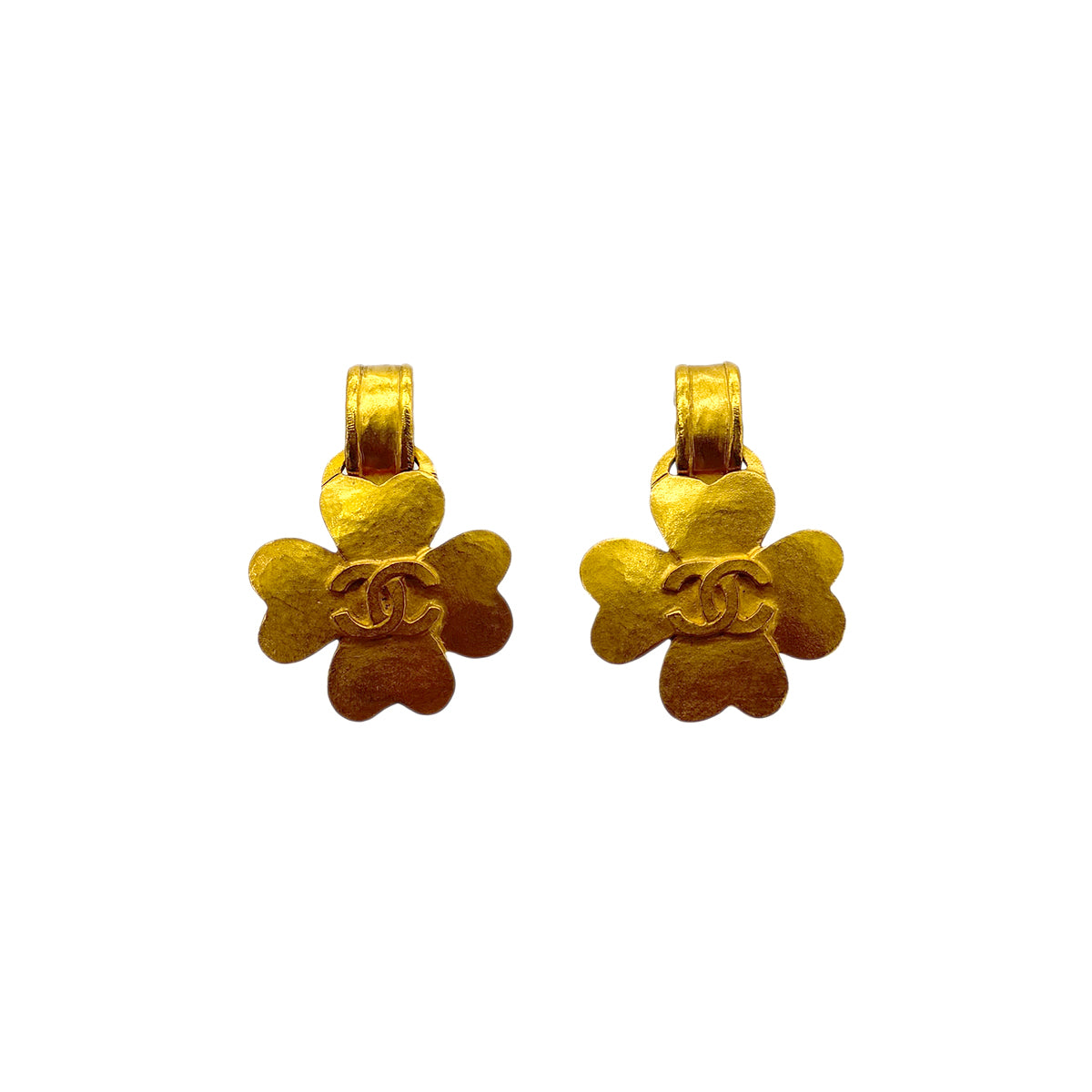 CHANEL VINTAGE EARRINGS CLOVER MOTIF COCOMARK ACCESSORY 95P 90291906