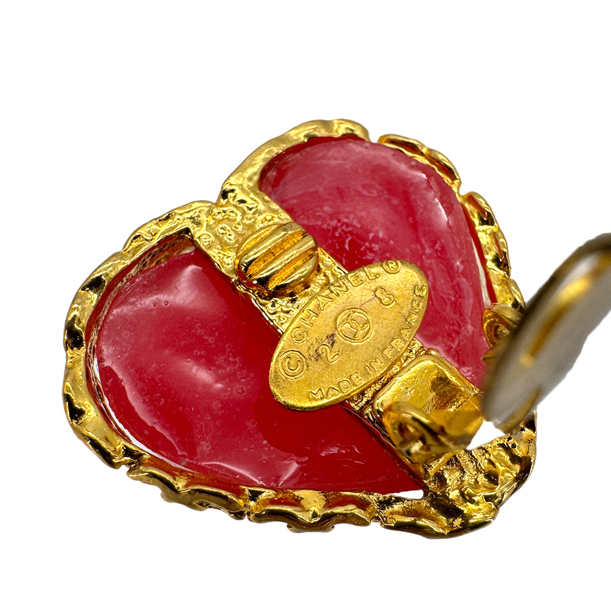 CHANEL VINTAGE EARRINGS HEART COCOMARK PINK ACCESSORY 28 90291907