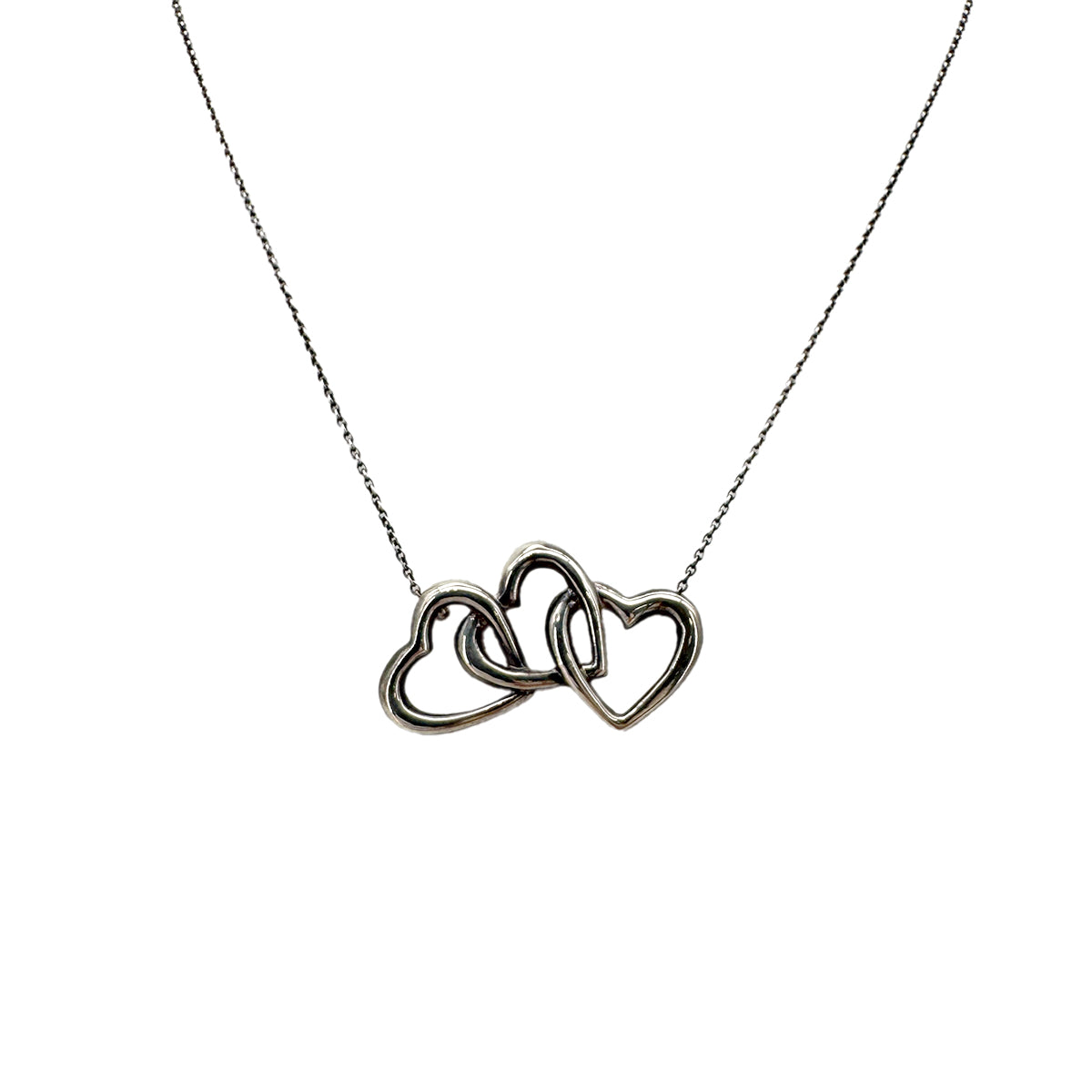 TIFFANY&Co. NECKLACE TRIPLE OPEN HEART SILVER925 ACCESSORY 90292030
