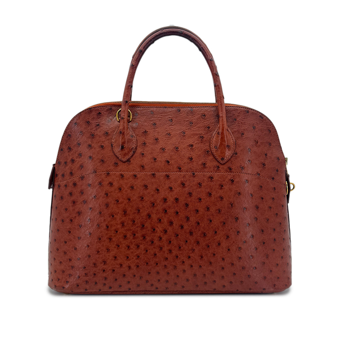 HERMES BOLIDE 35 CHESTNUT OSTRICH HAND SHOULDER BAG 〇Y GHW 90292039