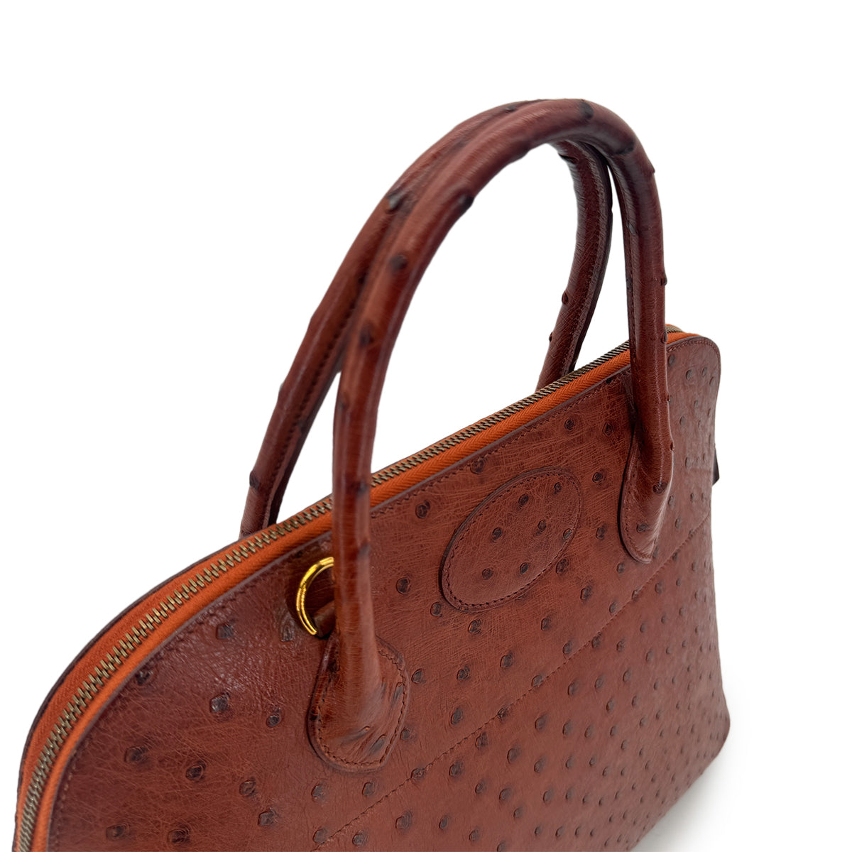 HERMES BOLIDE 35 CHESTNUT OSTRICH HAND SHOULDER BAG 〇Y GHW 90292039
