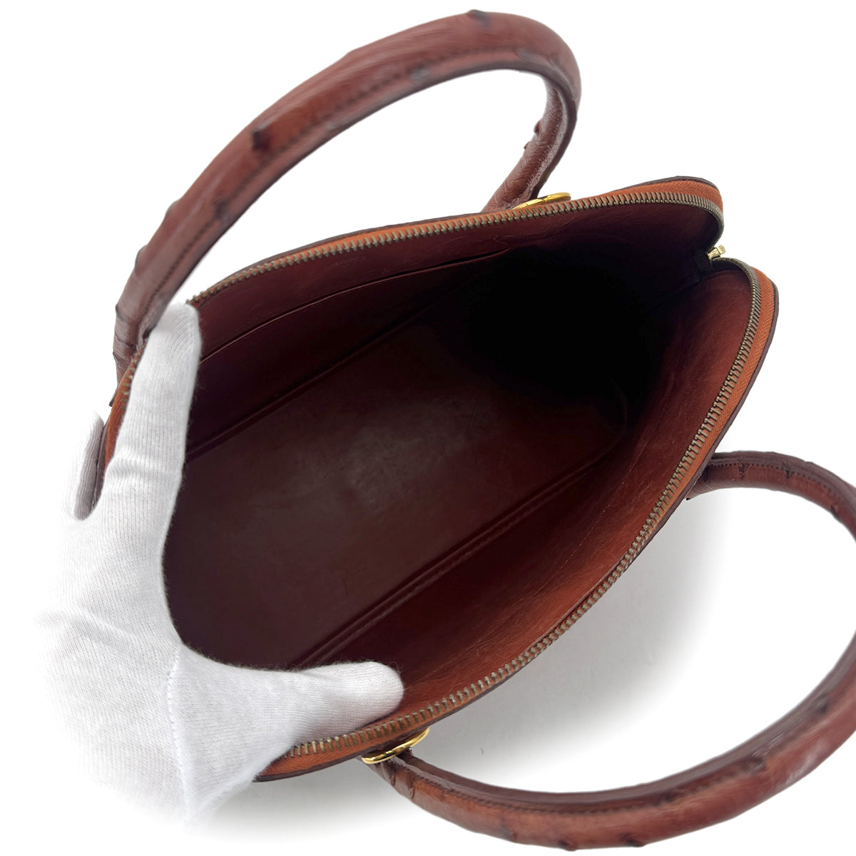 HERMES BOLIDE 35 CHESTNUT OSTRICH HAND SHOULDER BAG 〇Y GHW 90292039