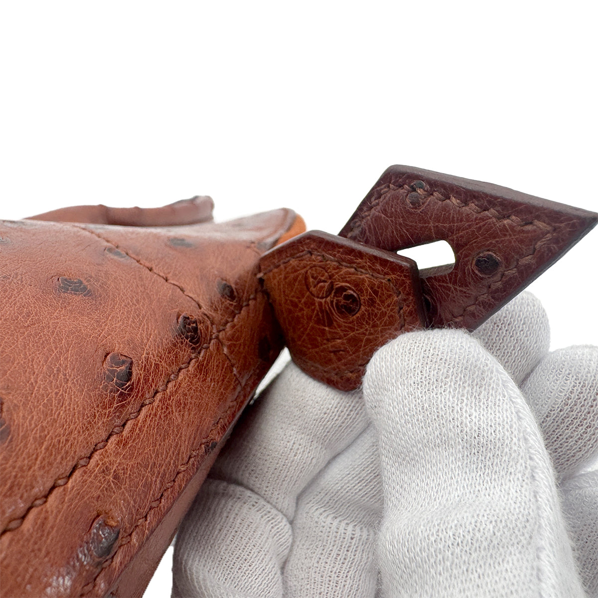 HERMES BOLIDE 35 CHESTNUT OSTRICH HAND SHOULDER BAG 〇Y GHW 90292039