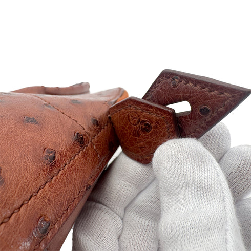 HERMES BOLIDE 35 CHESTNUT OSTRICH HAND SHOULDER BAG 〇Y GHW 90292039 - PURPOSE