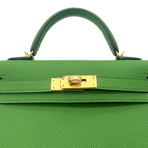 HERMES MINI KELLY 20 SELLIER VERT YUCCA VEAU EPSOM HAND SHOULDER BAG B GHW 90292045 - PURPOSE