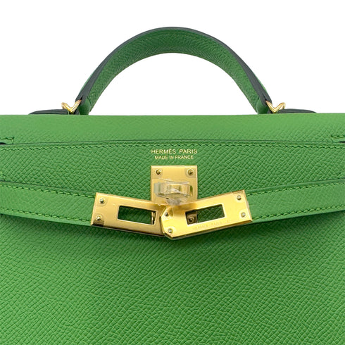 HERMES MINI KELLY 20 SELLIER VERT YUCCA VEAU EPSOM HAND SHOULDER BAG B GHW 90292045 - PURPOSE