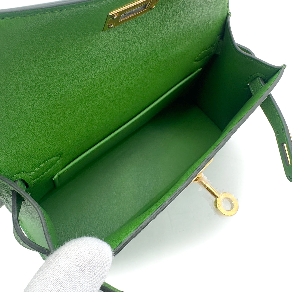 HERMES MINI KELLY 20 SELLIER VERT YUCCA VEAU EPSOM HAND SHOULDER BAG B GHW 90292045