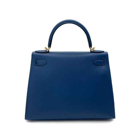 HERMES KELLY 28 SELLIER DEEP BLUE VEAU MADAME HAND SHOULDER BAG B GHW 90292046 - PURPOSE