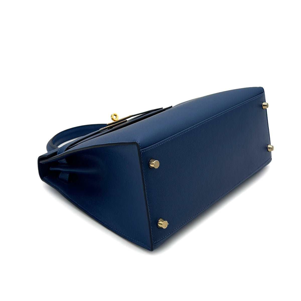 HERMES KELLY 28 SELLIER DEEP BLUE VEAU MADAME HAND SHOULDER BAG B GHW 90292046