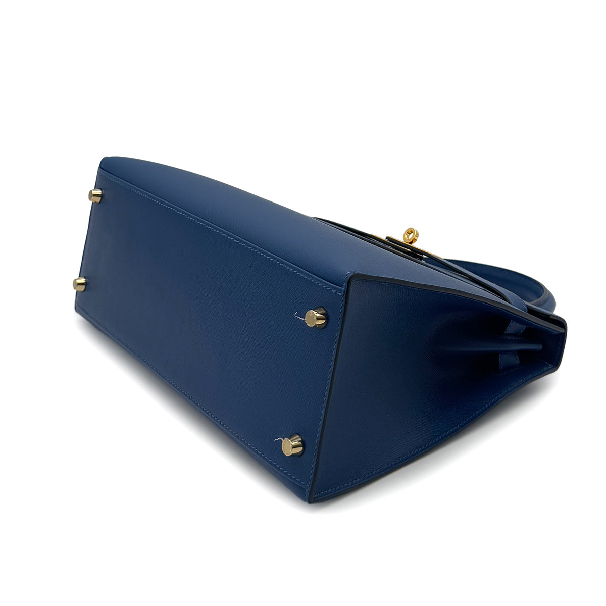 HERMES KELLY 28 SELLIER DEEP BLUE VEAU MADAME HAND SHOULDER BAG B GHW 90292046
