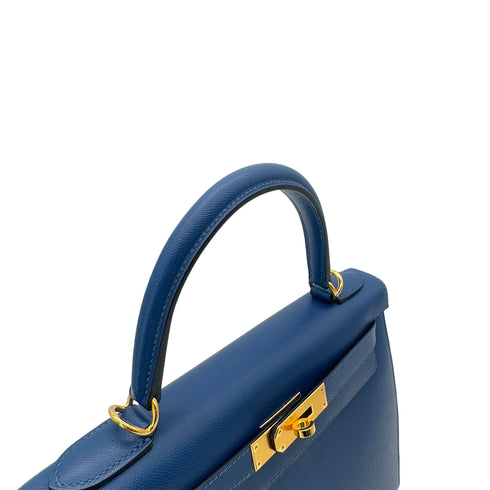 HERMES KELLY 28 SELLIER DEEP BLUE VEAU MADAME HAND SHOULDER BAG B GHW 90292046 - PURPOSE