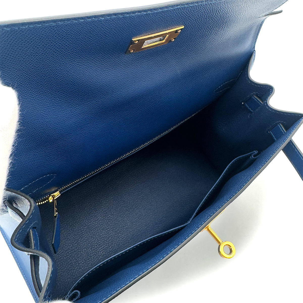HERMES KELLY 28 SELLIER DEEP BLUE VEAU MADAME HAND SHOULDER BAG B GHW 90292046