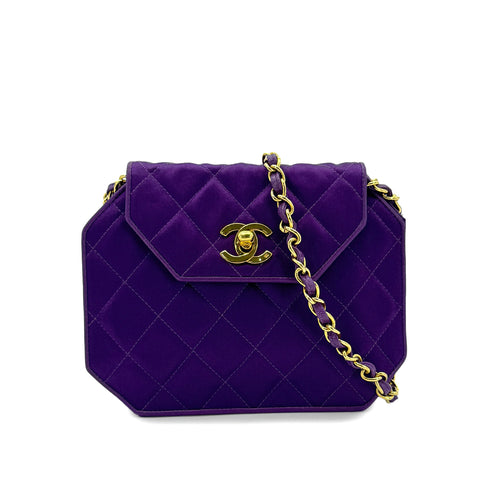 CHANEL VINTAGE MATELASSE OCTAGON SHOULDER BAG PURPLE 90292049 - PURPOSE