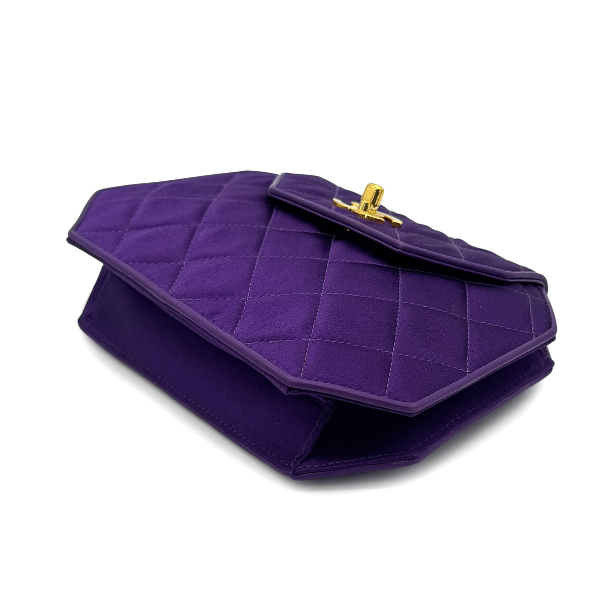 CHANEL VINTAGE MATELASSE OCTAGON SHOULDER BAG PURPLE 90292049
