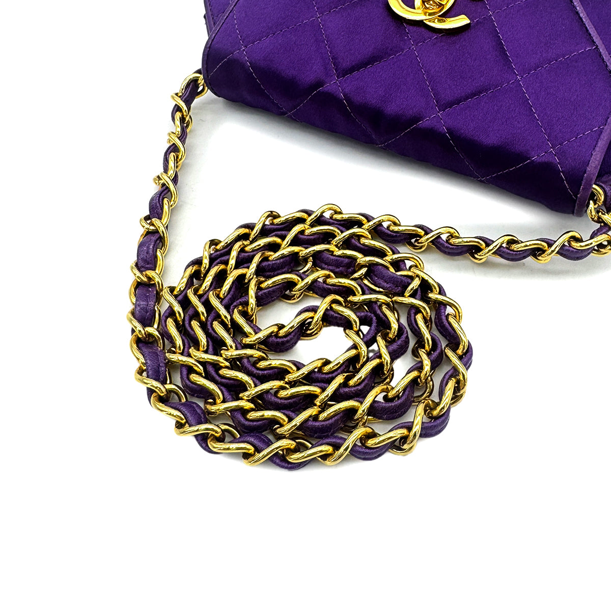 CHANEL VINTAGE MATELASSE OCTAGON SHOULDER BAG PURPLE 90292049