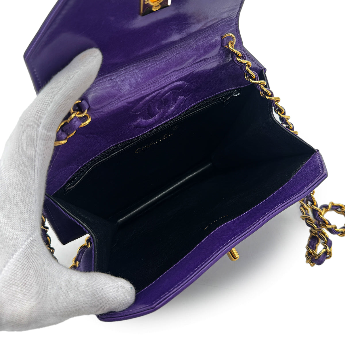 CHANEL VINTAGE MATELASSE OCTAGON SHOULDER BAG PURPLE 90292049