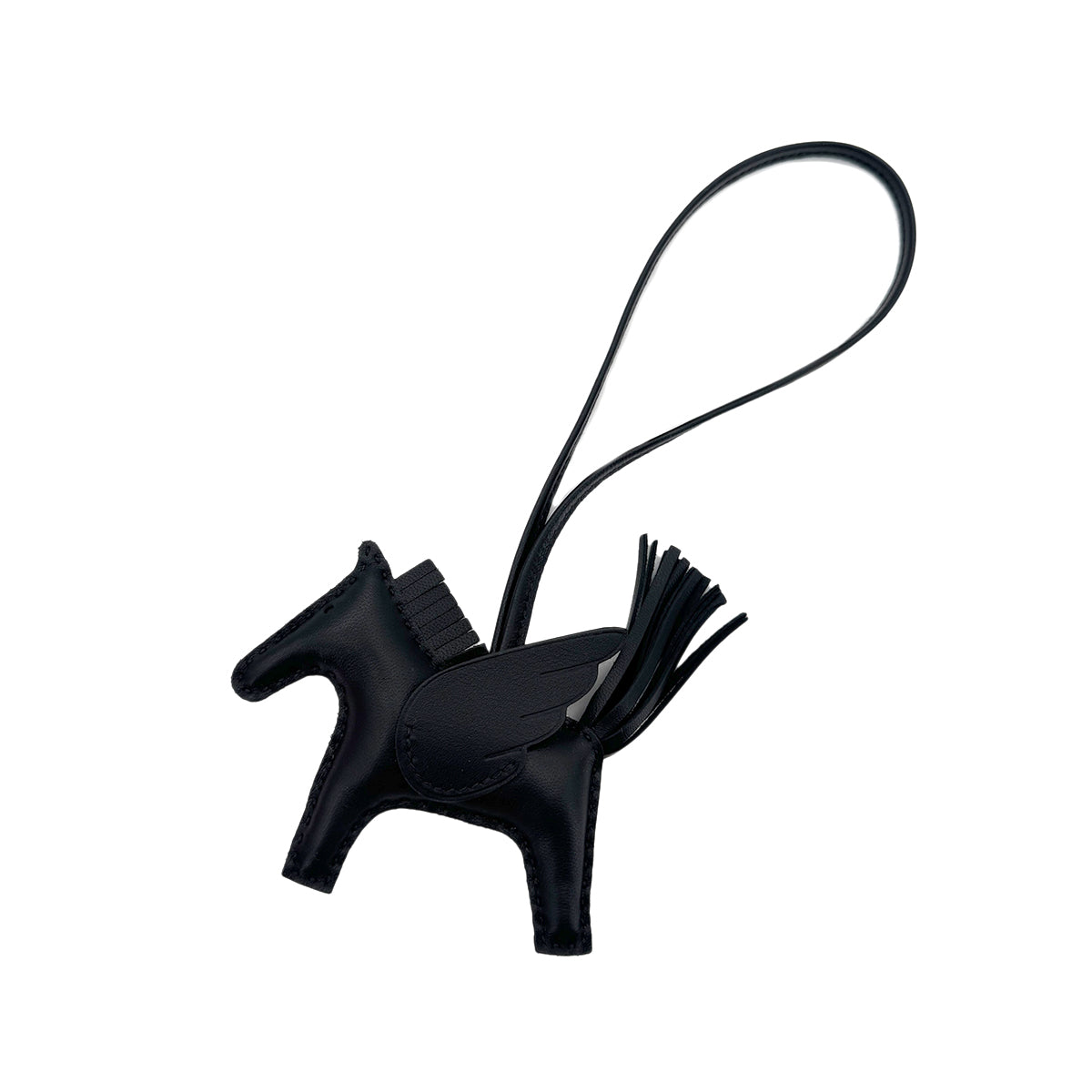HERMES BAG CHARM RODEO PM SO BLACK AGNEAU MILO B 90292052