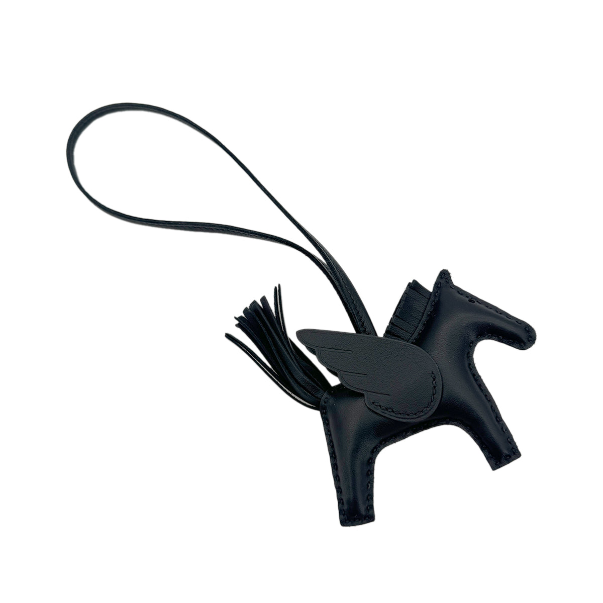HERMES BAG CHARM RODEO PM SO BLACK AGNEAU MILO B 90292052