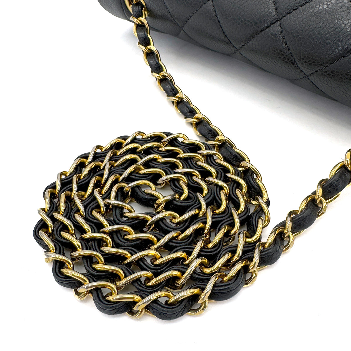 CHANEL VINTAGE DIANA MEDIUM CHAIN SHOULDER BAG BLACK CAVIAR SKIN 90292053