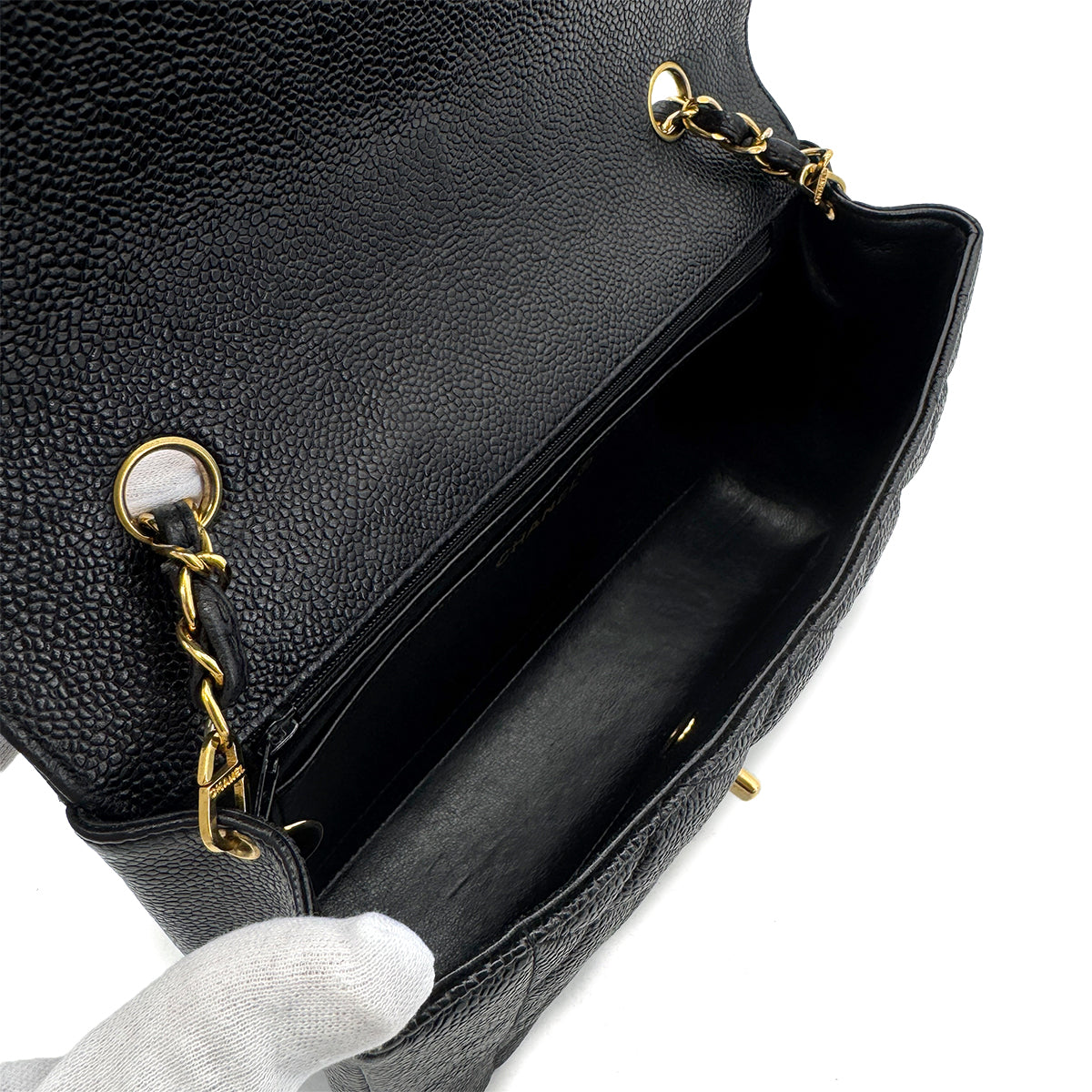 CHANEL VINTAGE DIANA MEDIUM CHAIN SHOULDER BAG BLACK CAVIAR SKIN 90292053