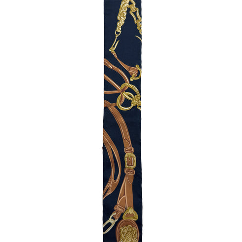 HERMES TWILLY BRIDES DE GALA APPLIQUE PIQUE SCARF NAVY SILK 90292056 - PURPOSE