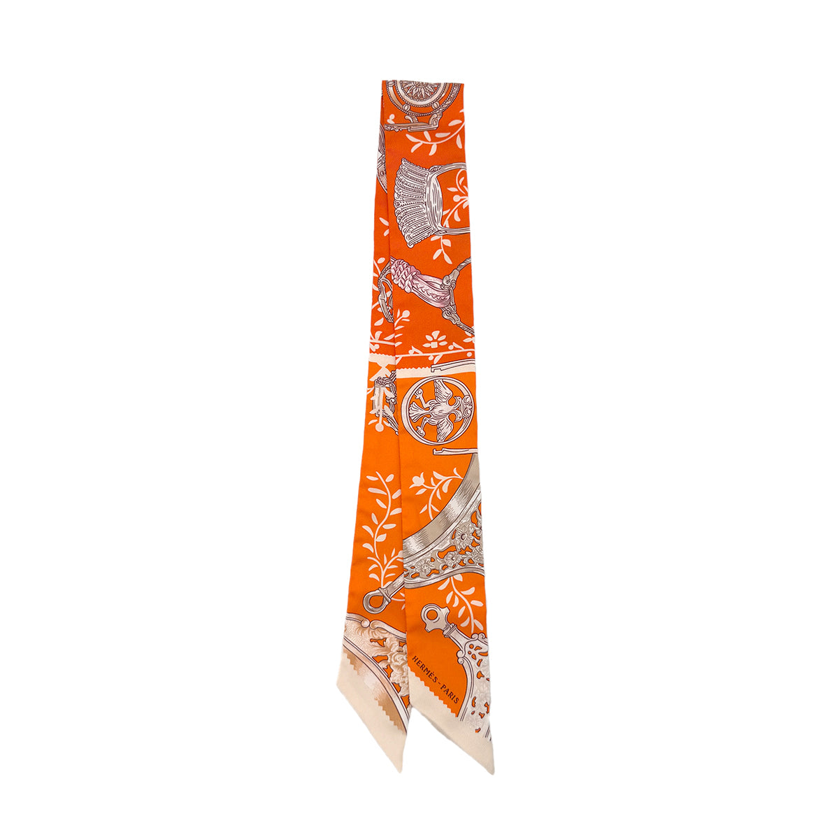 HERMES TWILLY ETRIERS REMIX SCARF ORANGE SILK 90292058