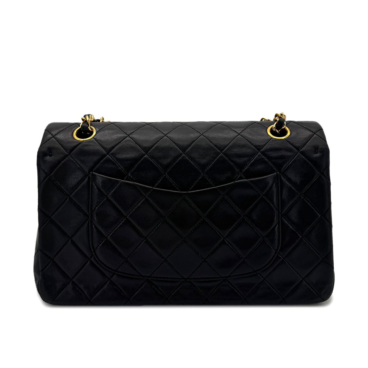CHANEL VINTAGE CLASSIC FLAP MEDIUM CHAIN SHOULDER BAG BLACK LAMB SKIN 90292061